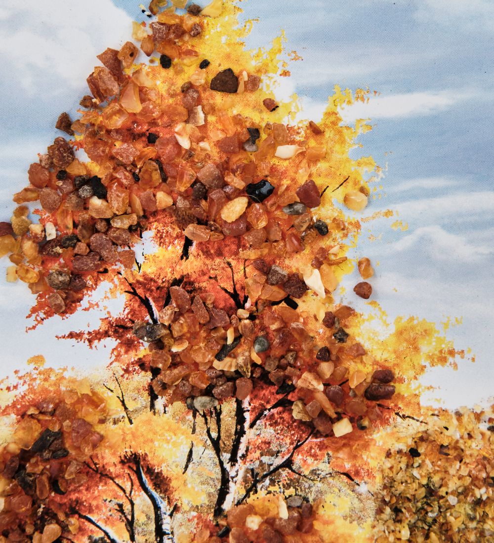 AMB-01/44 Картина «Вдали от мирской суеты» (с янтарной крошкой) пласт.рамка 33х42см