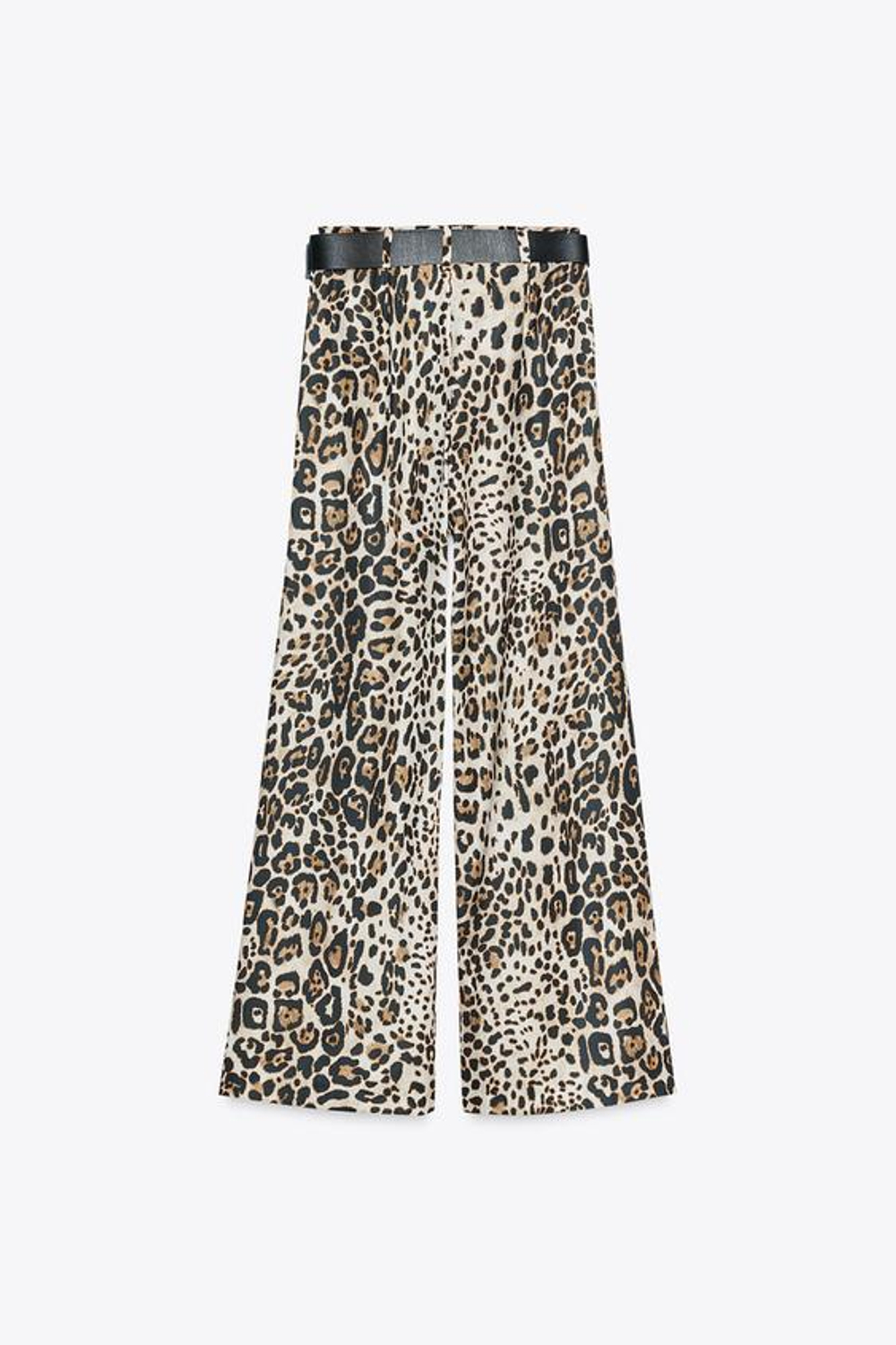 ZARA ШИРОКИЕ БРЮКИ ИЗ АТЛАСА С РЕМНЕМ, ЛЕОПАРДОВЫЙ