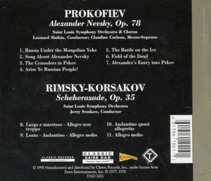 Saint Louis Symphony Orchestra, Leonard Slatkin, Jerzy Semkow / Prokofiev: Alexander Nevsky, Rimsky-Korsakov: Scheherazade (DVD Audio)