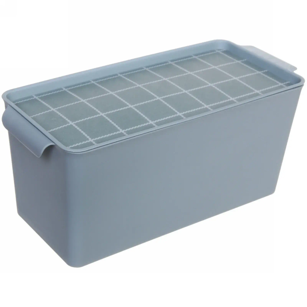 Корзина для мелочей «Тартан» с крышкой синяя 28х13х12,5см