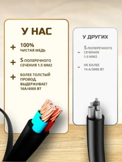 Сетевой фильтр с предохранителем, удлинитель сетевой, 12 розеток с 3 USB и 2 TYPE-C быстрая зарядка, башня на 12 розеток