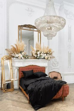 Постельное белье 2 спальное евро German Grass Silk Bliss Diamond Black Grass