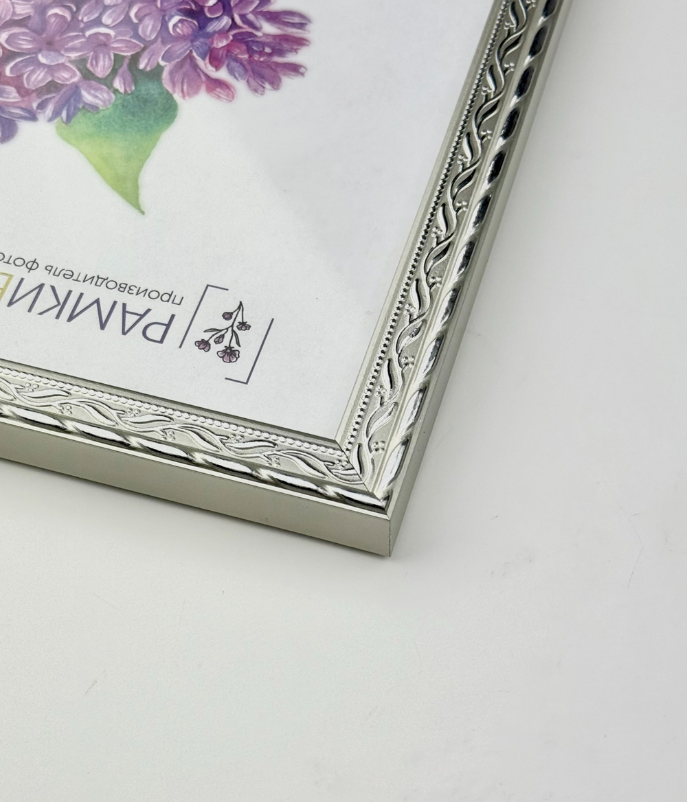 Фоторамка 30х40 см, серебро, орнамент, арт. 3040.140445