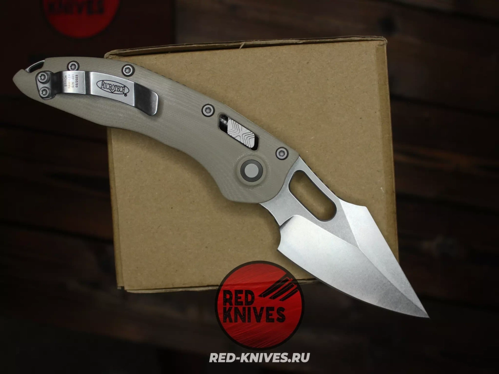 Нож Microtech Stitch Ram-Lok - рукоять песочный G10, клинок стоунвош RK-457