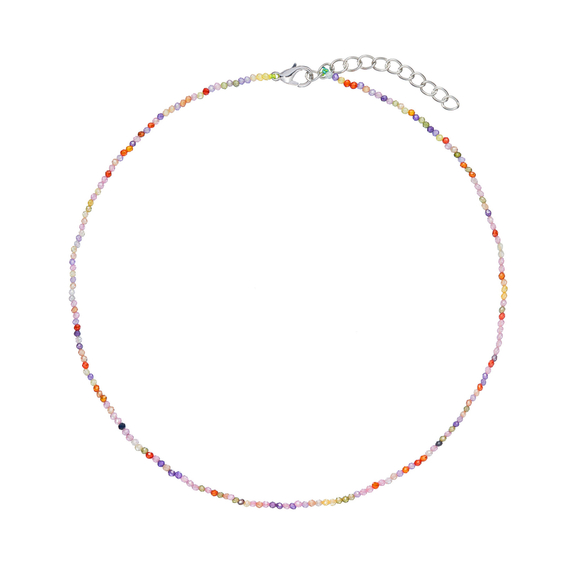 Колье бисерное, разноцветные камни