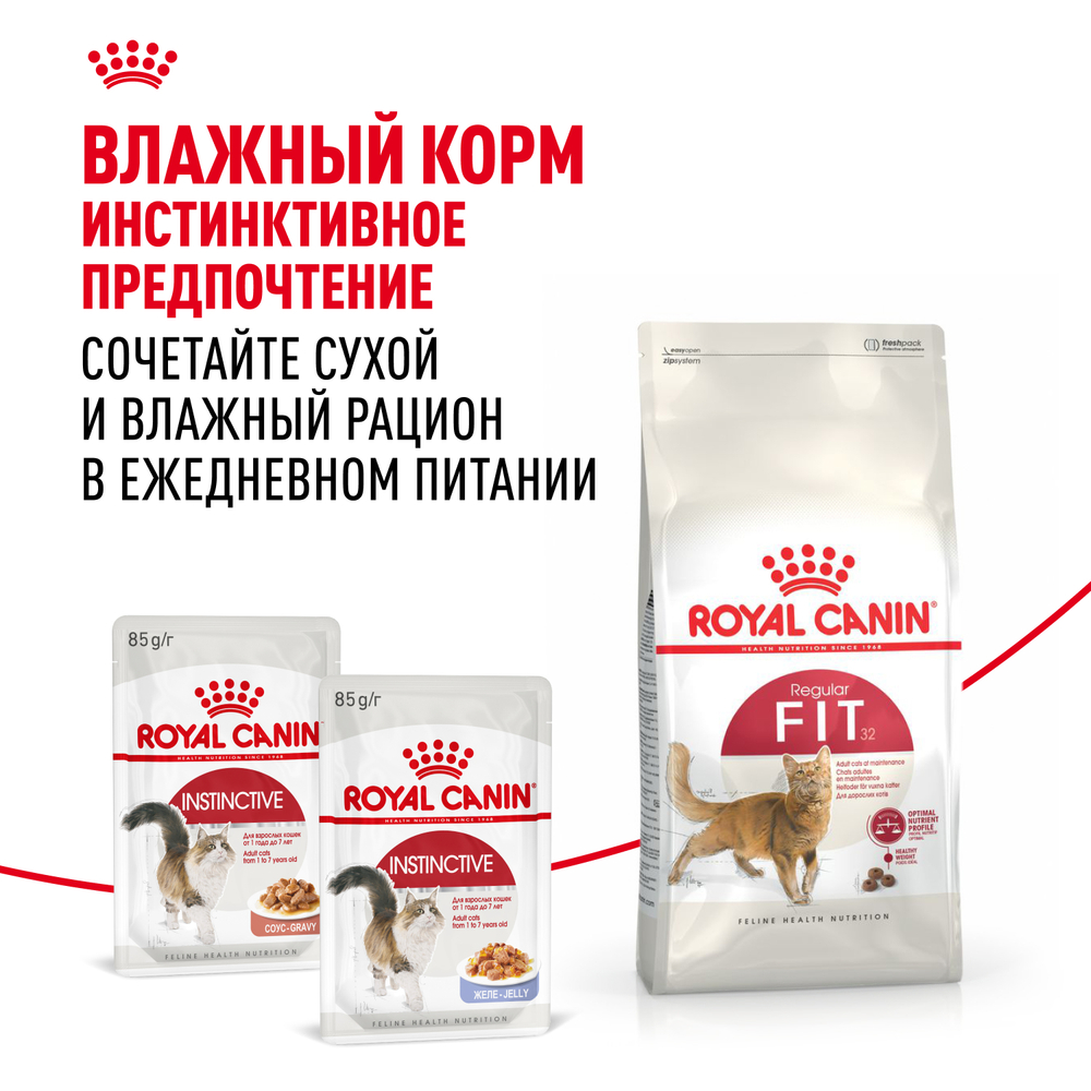 Royal Canin Fit 32 Фит 32 Корм сухой для взрослых умеренно активных кошек от 1 года 4кг