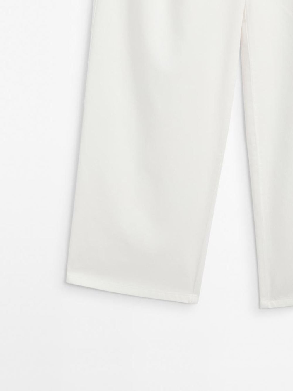 Massimo Dutti Брюки свободного кроя из смесового хлопка, кремовый