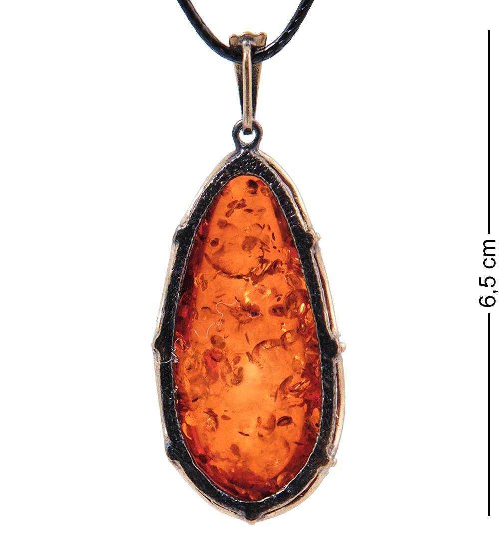 AM-2539 Подвеска «Винтаж Капля» (латунь, янтарь)