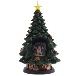 GAEM Фигур декор в стекл шаре "Елка и Снеговик" (подсв,муз, вьюга, AAх3 н/п), D 10 см, L19,5 W19,5 H35 см