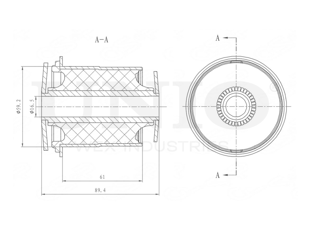 Сайлентблок задний переднего нижнего рычага UNIO RMP-20460