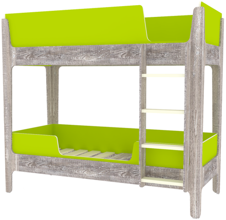 Кровать двухъярусная КарИВи Лотос Бетон Лайм
