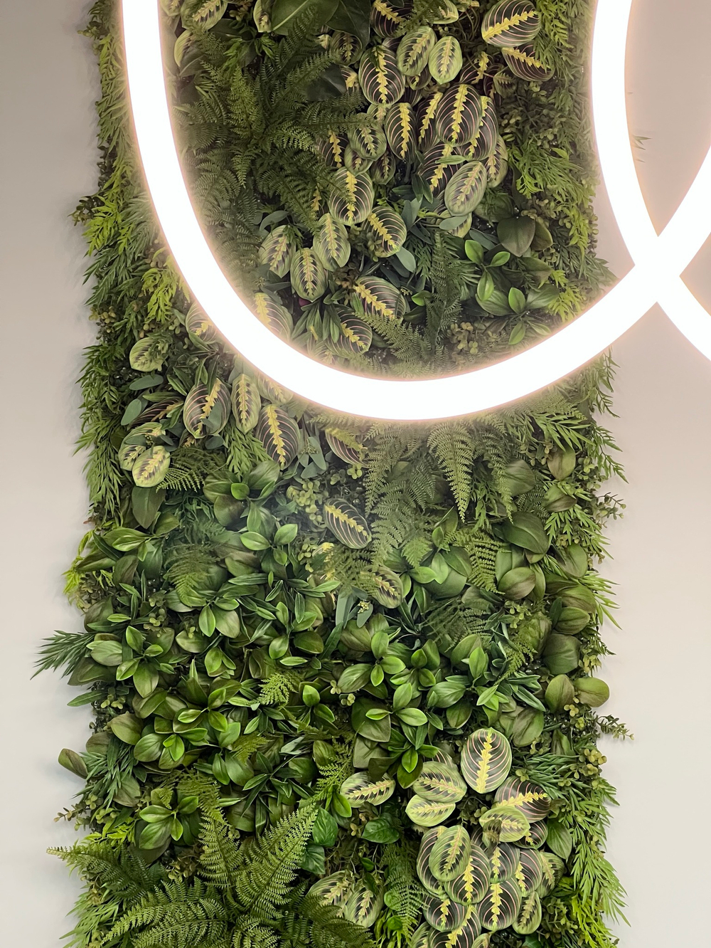 Вертикальное озеленение искусственной зеленью офиса продаж «Любимово» строительной компании «Инсити».