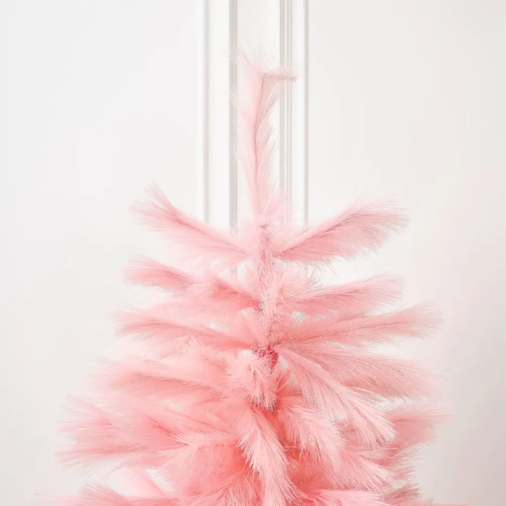 Искусственная розовая елка «Pink Charm» (ветки из пампасной травы) 240 см / 2,4 м