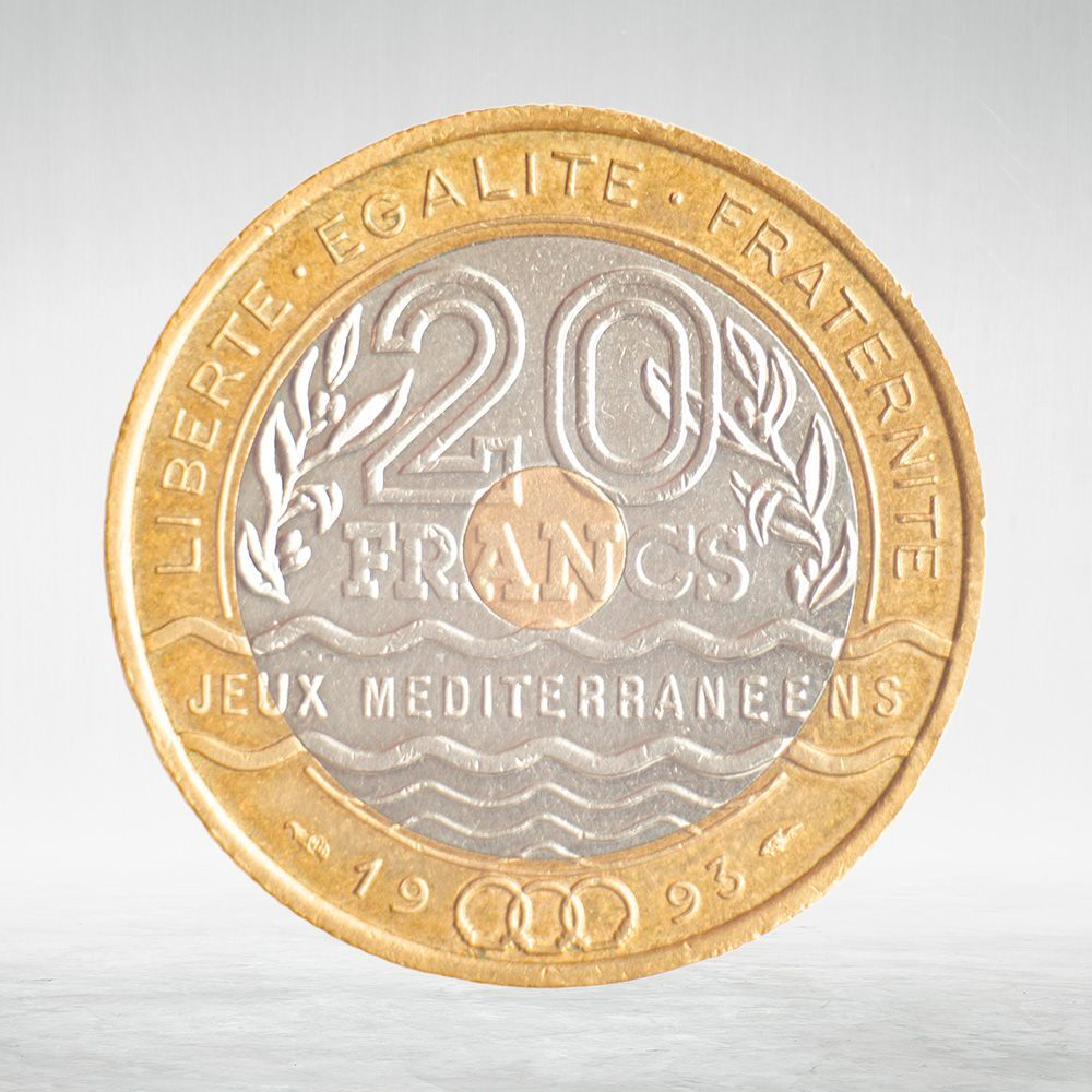 France, 20 Francs 1993 - 1993 Mediterranean Games, Languedoc-Roussillon, VF