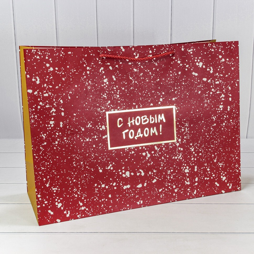 Пакет подарочный 40 х 55 х 20 см "Новый год" (Красный)