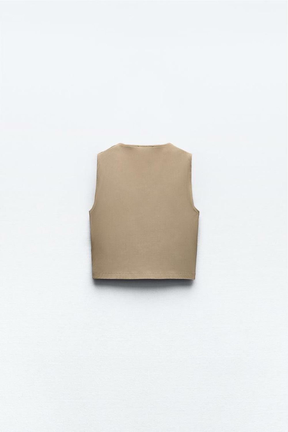 ZARA ТОП CROPPED БЕЗ РУКАВОВ, БЕЖЕВЫЙ