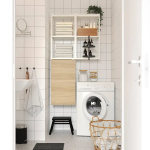 Комбинация для ванной - IKEA ENHET, 80х32х150 см, белый/имитация дуба, ЭНХЕТ ИКЕА