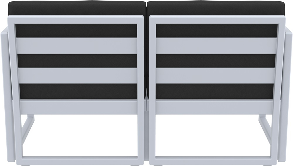 Диван пластиковый двухместный с подушками Siesta Contract Mykonos, серебристый, черный