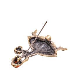 AM-3416 Брошь «Балет» (латунь, янтарь)