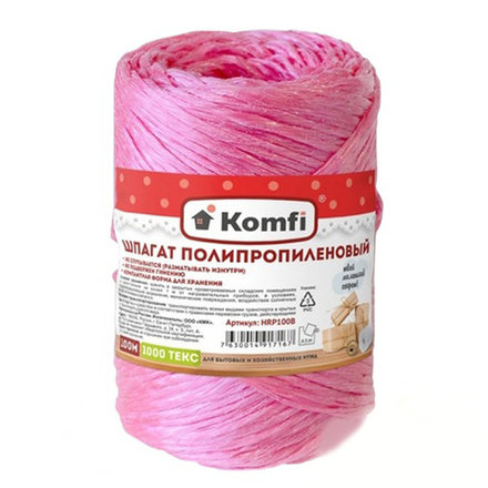 Шпагат полипропиленовый, цилиндр, 1,6ммx100м красный 1000 Текс Komfi/60