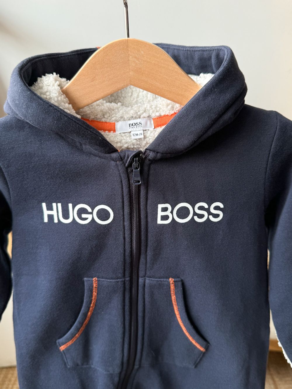 Утепленный хлопковый комбинезон слип Hugo Boss, 74