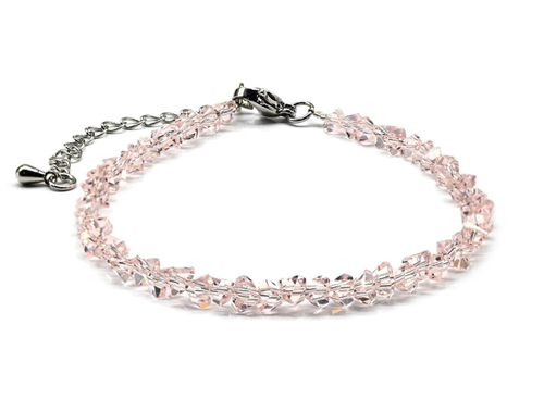 Браслет из циркона огранка 4 мм цв. розовый, 18 см