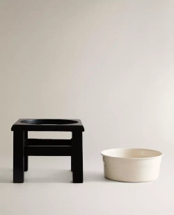 ZARA HOME МИСКА ДЛЯ КОРМА ДЛЯ ДОМАШНИХ ЖИВОТНЫХ С ПОДСТАВКОЙ, ЧЕРНЫЙ
