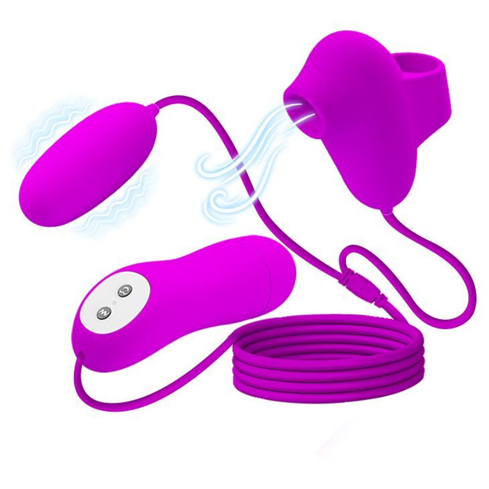 Лиловый вакуумный стимулятор клитора с виброяйцом