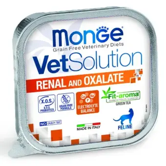 Влажный корм диетический Monge VetSolution Cat Renal and Oxalate Ренал и Оксалат для кошек при ХПН и профилактике образования оксалатов 100 г