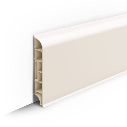 Плинтус ПВХ Идеал Дюра округлый 033 Кремово-белый 80х16х2200 мм