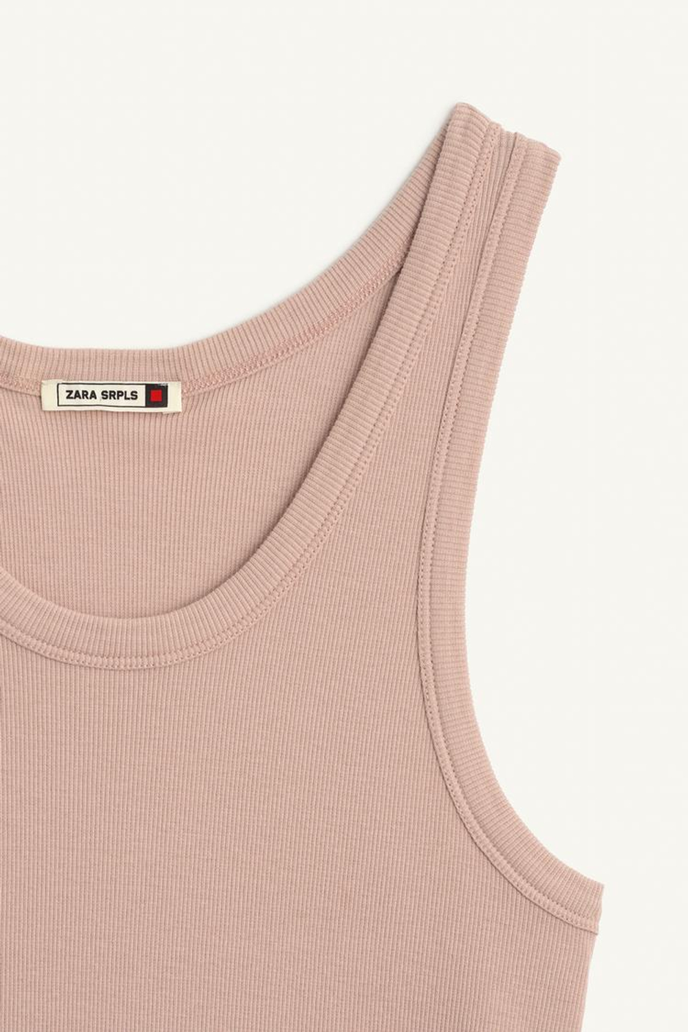 ZARA ТОП В РУБЧИК ИЗ ХЛОПКА, БЛЕДНО-РОЗОВЫЙ