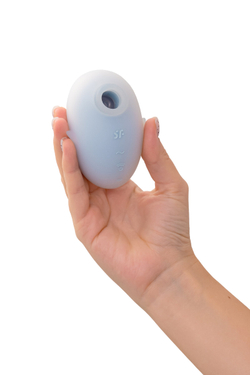 Вакуум-волновой стимулятор клитора с вибрацией Satisfyer Cutie Ghost, силикон, голубой, 9,1 см