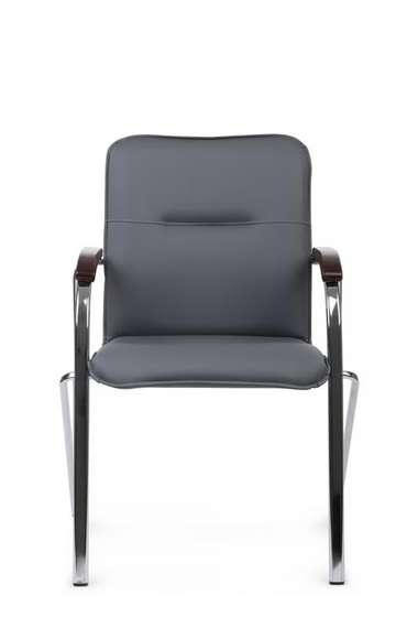 Стул Самба с деревянными подлокотниками SMB-02H Хром гальв. Серый