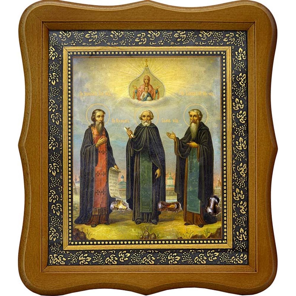 Зосима, Савватий и Герман Соловецкие преподобные. Икона на холсте.