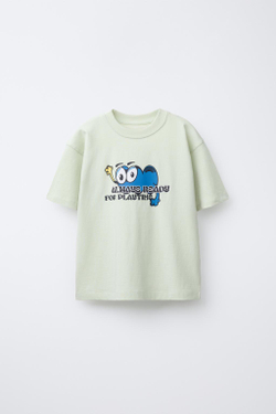 ZARA ФУТБОЛКА С ПРИНТОМ, ЛАЙМОВЫЙ