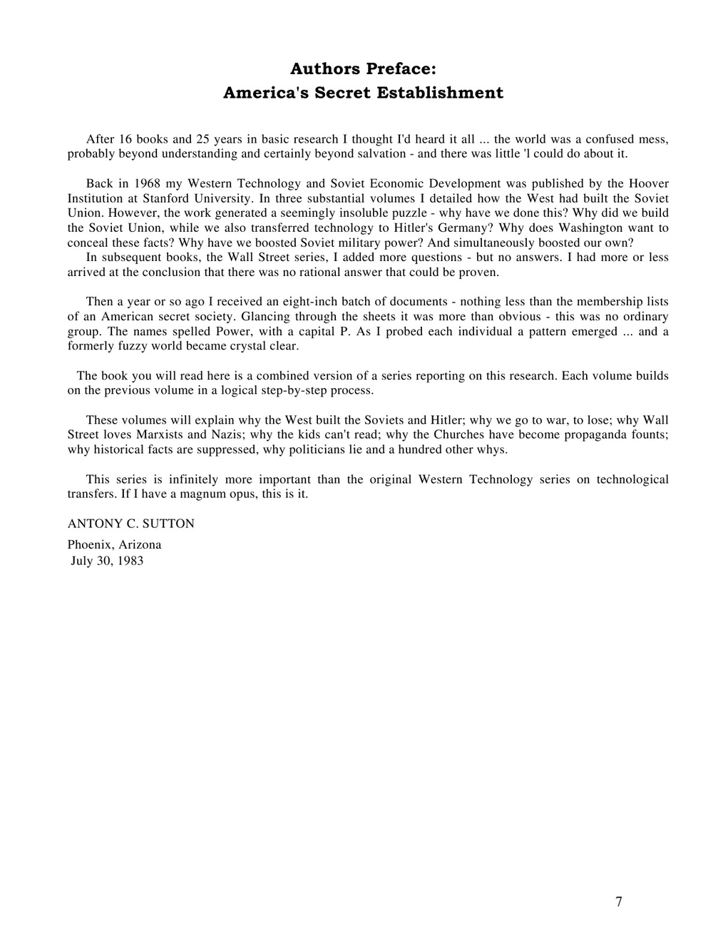 America's Secret Establishment. An introduction the Order of Skull&Bones | Antony C. Sutton