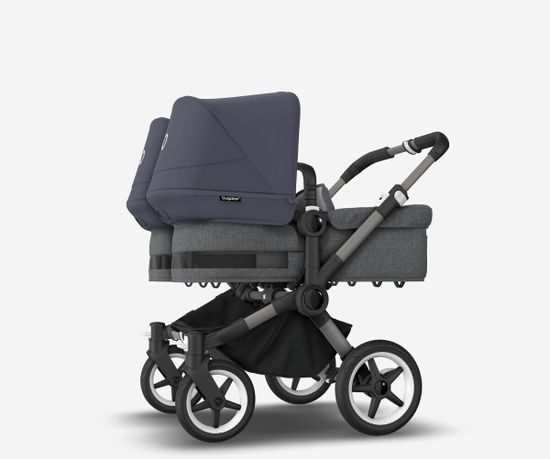 Коляска для двойни 2 в 1 Bugaboo Donkey 5 Twin Stormy blue/Grey melange/Graphite