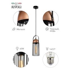 Светильник подвесной (подвес) Rivoli Anemon 5062-201 1 х E27 40 Вт лофт - кантри | Rivoli
