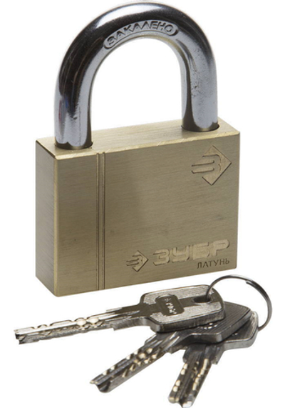 ЗУБР 60 мм, латунный корпус, навесной замок (37299-60)