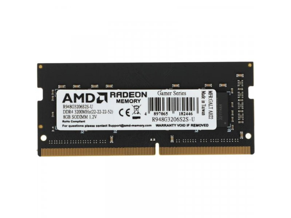 Оперативная память AMD Radeon R9 Gamer R948G3206S2S-U, DDR4 1х 8ГБ 3200 МГц, SODIMM, RTL