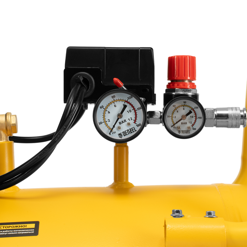 Компрессор безмасл. малошумный DLP-3000/100, 3 кВт, 2х1,5 кВт,100 л, 2850 об/мин,500 л/мин Denzel