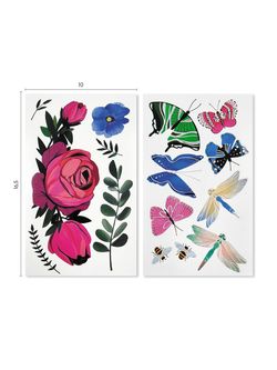 «Flower Fantasy» Цветочная фантазия. Набор из 15 татуировок