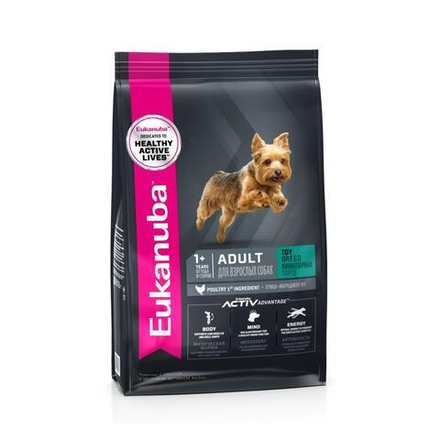 Сухой корм Eukanuba Adult Toy Breed 1+ years для взрослых собак миниатюрных пород с курицей 1,5 кг