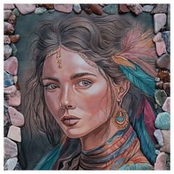 Картина из кожи «Шаманка»