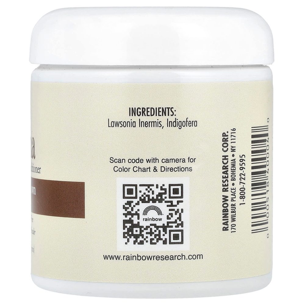 Rainbow Research, хна, краска и кондиционер для волос, коричневая (каштан), 113 г (4 унции)