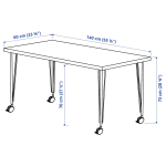 Письменный стол на колесиках - IKEA MITTCIRKEL/KRILLE,  140х60 см, черный/под беленый дуб, МИТТКЕРКЕЛ/КРИЛЛЕ ИКЕА