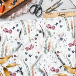 Ткань футер 2-х нитка полевые цветы утончённые
