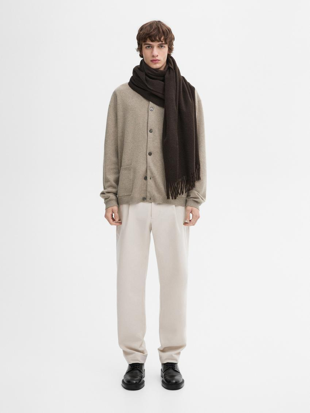 Massimo Dutti Кардиган из 100% кашемира с пуговицами, норка