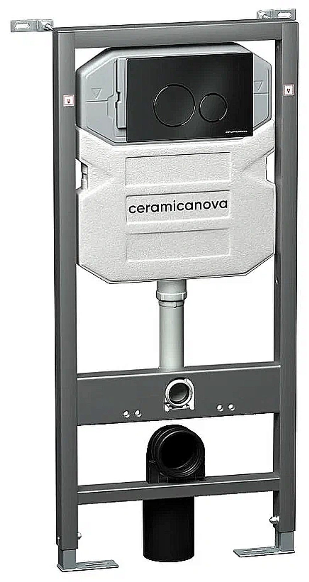 Унитаз подвесной Ceramica Nova Forma CN3009_1001B_1000 безободковый, с крышкой микролифт, с инсталляцией и черной матовой кнопкой