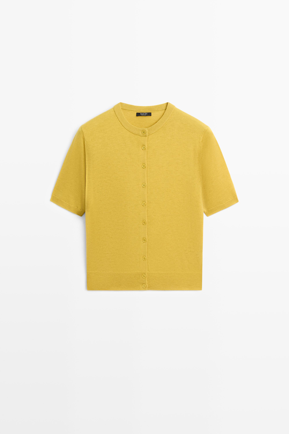 Massimo Dutti Кардиган из шерсти с короткими рукавами, лаймовый